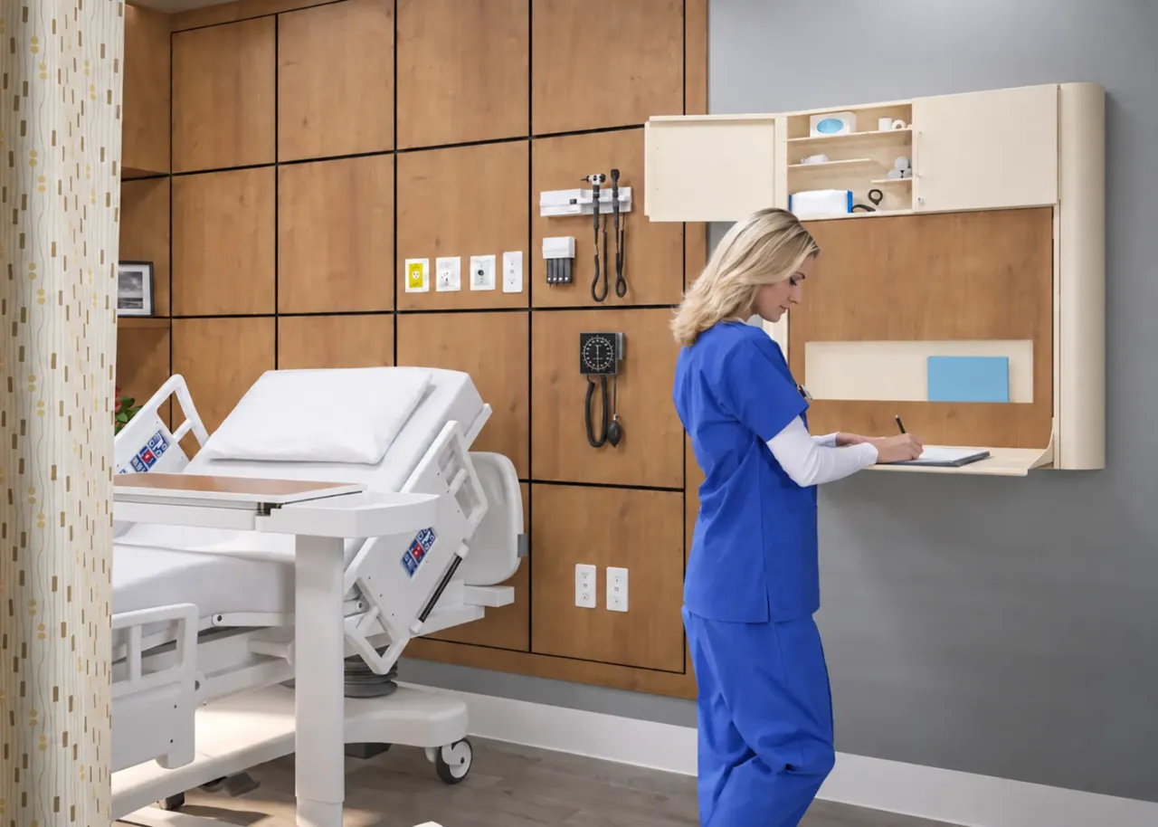Nurse at height adjustable workstation